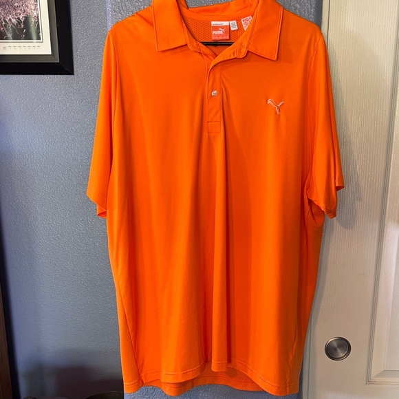 Puma Men's Vibrant Orange Polo Shirt - Picture 1 of 5